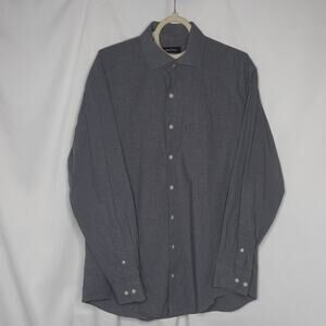Nautica Mens Shirt Classic Fit Cotton Long Sleeve Button Up Gray Checkered